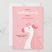 Een leuke uitnodiging voor een meisje met een roze (Voorkant)
