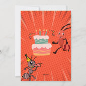 Een leuke verjaardagsuitnodiging in sinaasappel en feestdagenkaart (Achterkant)