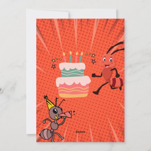 Een leuke verjaardagsuitnodiging in sinaasappel en feestdagenkaart (Achterkant)