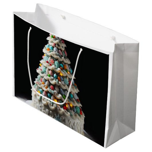 Een leuke viering van de kerstboom taart groot cadeauzakje (Voorkant Gekanteld)