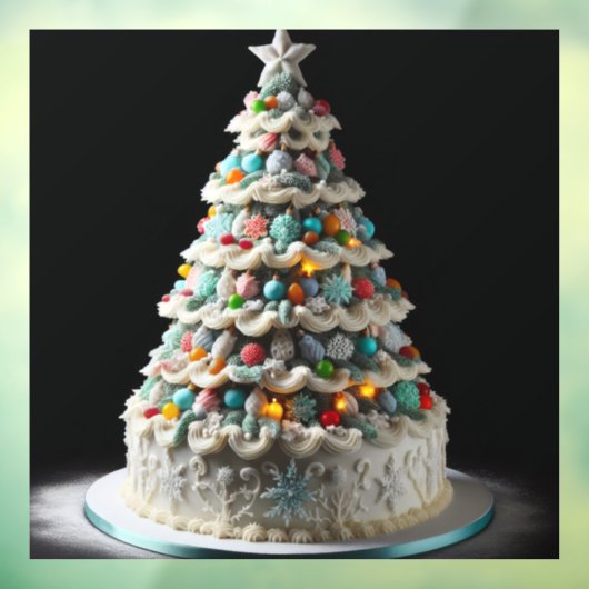 Een leuke viering van de kerstboom taart raamsticker (Vel 3)