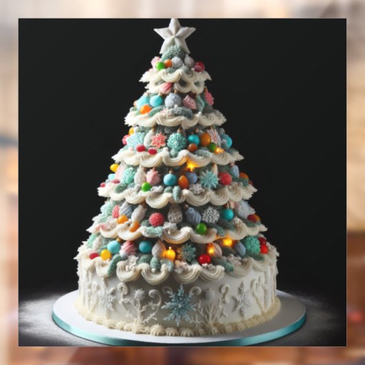 Een leuke viering van de kerstboom taart raamsticker (Vel 2)