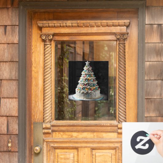 Een leuke viering van de kerstboom taart raamsticker (Huis Deur)