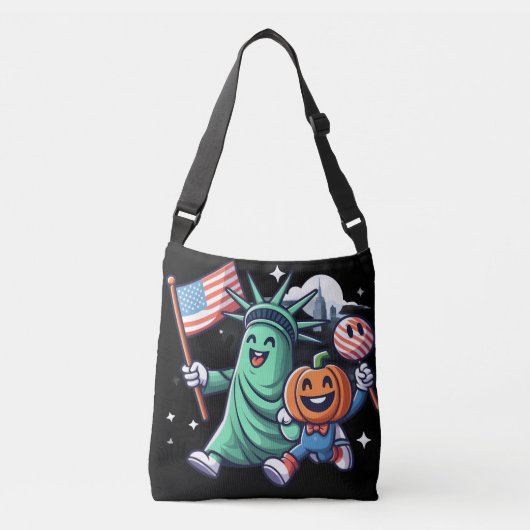 Een leuke viering van Halloween en de Verenigde St Crossbody Tas (Voorkant)