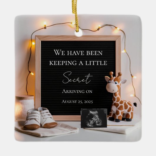 Een leuke vreugdevolle baby giraffe zwangerschapsa keramisch ornament (Voorkant)