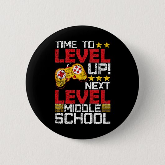 Een level omhoog gaan Middelbare School Video Game Ronde Button 5,7 Cm (Voorkant)