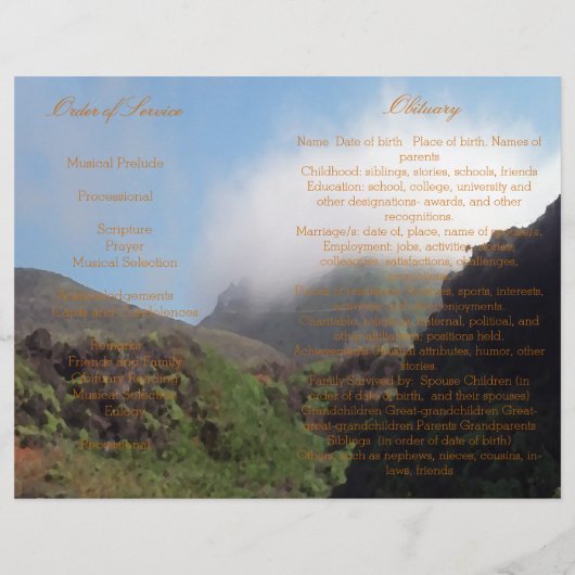 Een leven herdacht begrafenisprogramma-één-voudig (Achterkant)