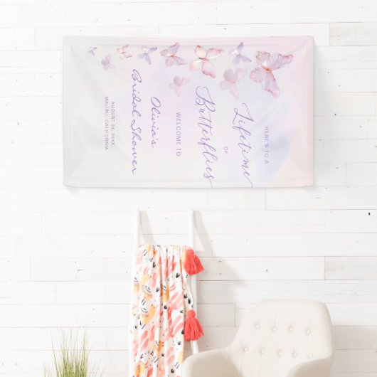 Een Leven Lang Bruiloft Vlinders Bruidssluier Welk Spandoek (Insitu)