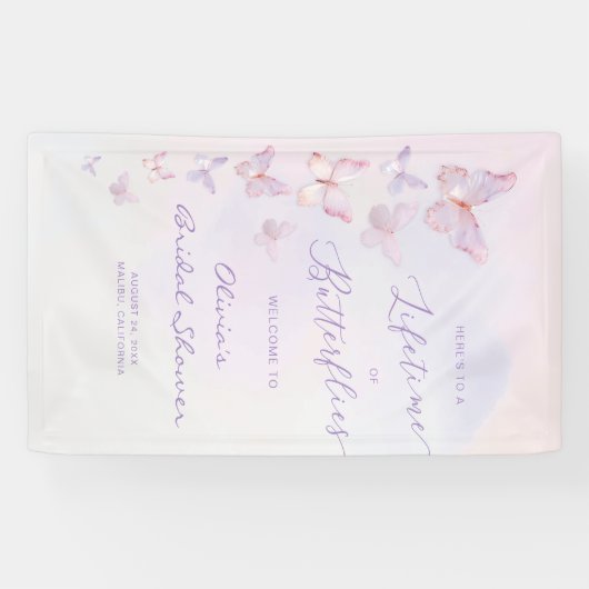 Een Leven Lang Bruiloft Vlinders Bruidssluier Welk Spandoek (Horizontaal)