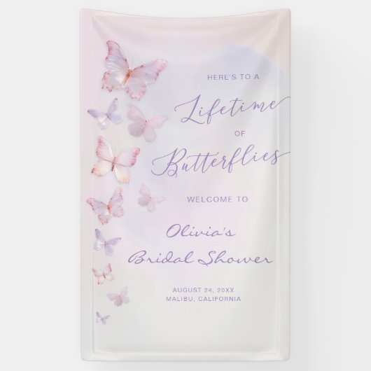 Een Leven Lang Bruiloft Vlinders Bruidssluier Welk Spandoek (Verticaal)