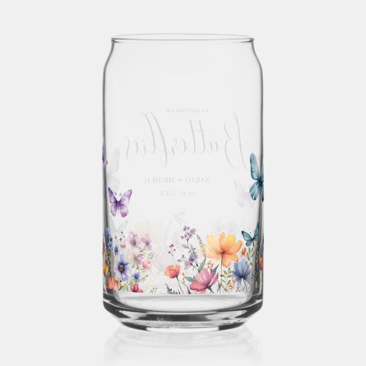 Een leven lang vlinders Bruidsdiner Tafel Blikvorm Glas (Achterkant)