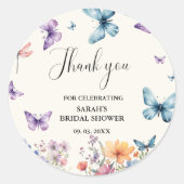 Een leven lang vlinders Bruidsfeest Dank je Ronde Sticker (Voorkant)