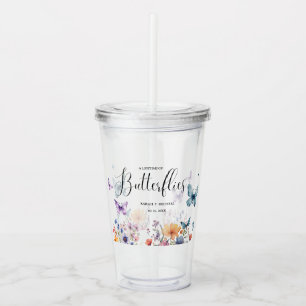 Een leven lang vlinders Bruidsuitvaart Tafel Acryl Drinkbeker