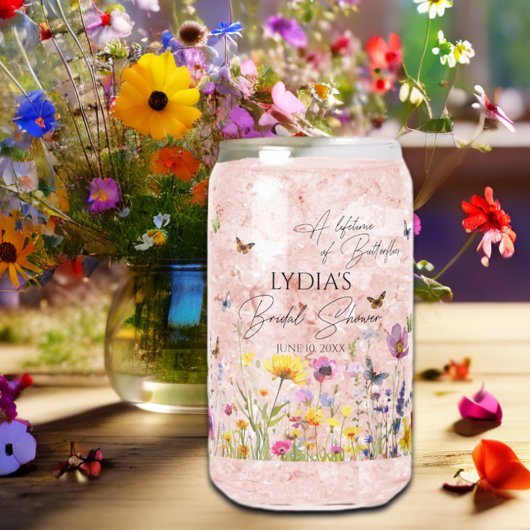 Een Leven Lang Vlinders Wildbloem Bruidsdouche Blikvorm Glas