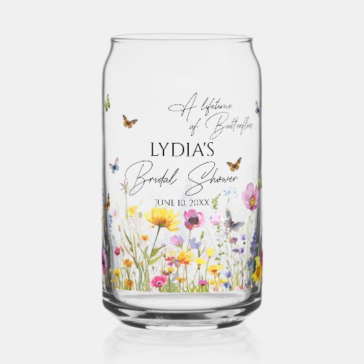Een leven lang vlinders Wildflower Bruidsdouche Blikvorm Glas (Voorkant)