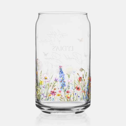 Een leven lang vlinders Wildflower Bruidsdouche Blikvorm Glas (Achterkant)