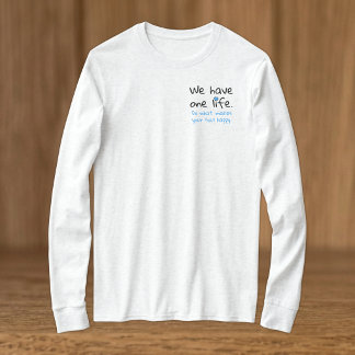 Eén leven positiviteit zwart blauw t-shirt