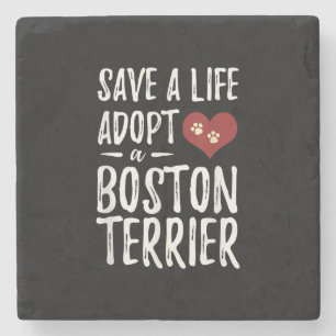 Een leven redden Een Boston Terrier kiezen voor re Stenen Onderzetter