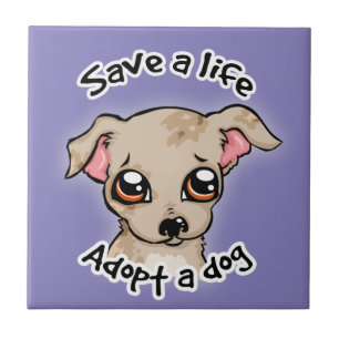 Een leven redden... een hondpuppy logo tegeltje