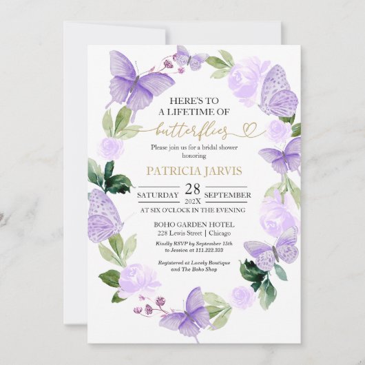 Een Leven van Vlinders Bruids Douche Uitnodiging (Voorkant)