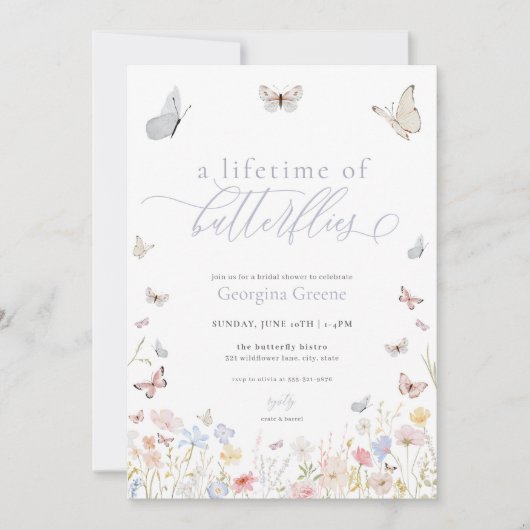 Een Leven van Vlinders Bruids Douche Uitnodiging (Voorkant)