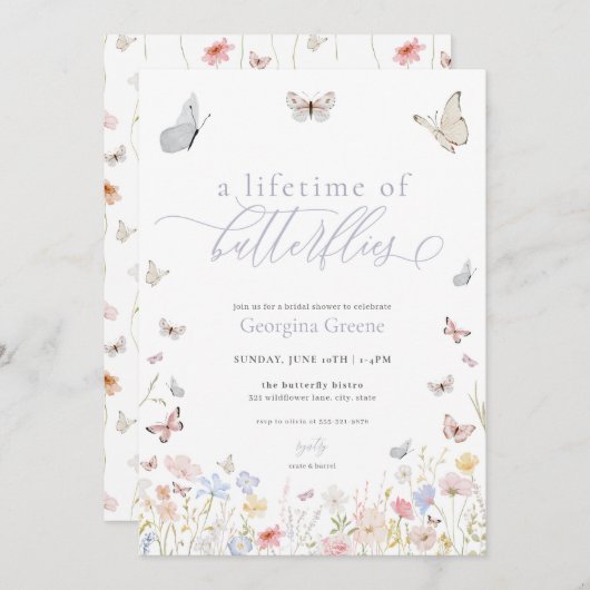 Een Leven van Vlinders Bruids Douche Uitnodiging (Voorkant / Achterkant)