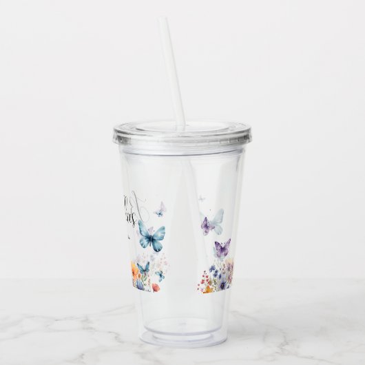 Een leven van vlinders Vrijgezellenfeest tafel Acryl Drinkbeker (Links)