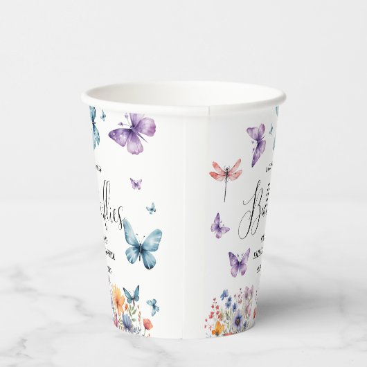 Een leven van vlinders Vrijgezellenfeest tafel Papieren Bekers (Rechts)