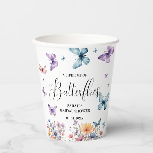 Een leven van vlinders Vrijgezellenfeest tafel Papieren Bekers (Voorkant)