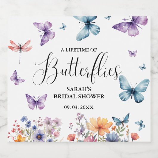 Een leven van vlinders Vrijgezellenfeest tafel Sparkling Wijnetiket (Enkel label)