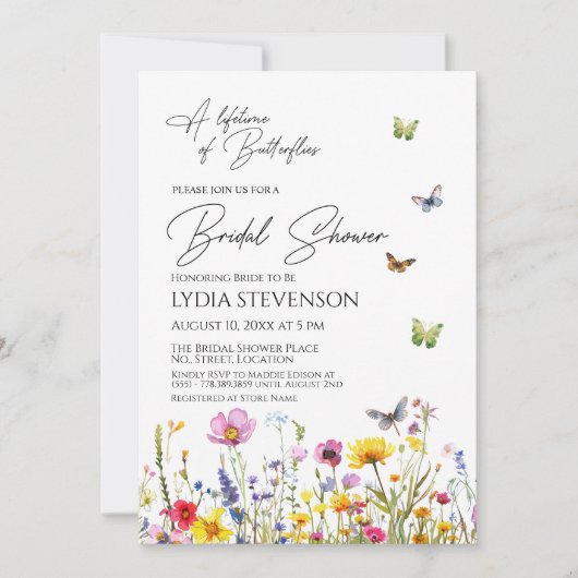 Een Leven van Vlinders Wildflower Vrijgezellenfees Kaart (Voorkant)