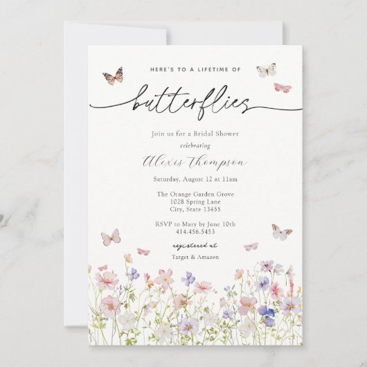 Een Leven van Vlinders Wildflower Vrijgezellenfees Kaart (Voorkant)