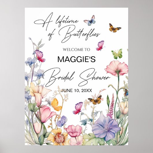Een Leven van Vlinders Wildflower Vrijgezellenfees Poster (Voorkant)