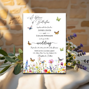 Een leven van vlinders Wildflowers Wedding Kaart