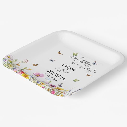 Een leven van vlinders Wildflowers Wedding Papieren Bordje (Gebogen)