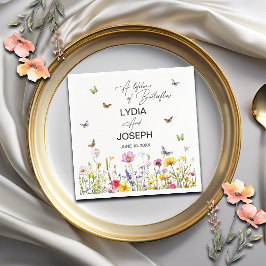Een leven van vlinders Wildflowers Wedding Servet