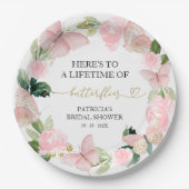 Een Leven Vol Vlinders Roze Bruidsdiner Papieren Bordje (Voorkant)