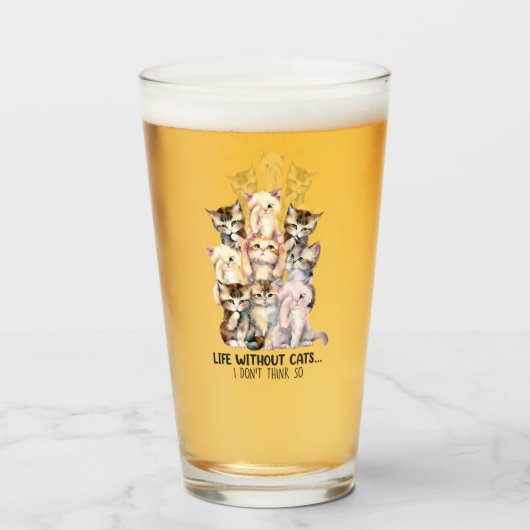 Een leven zonder katten? Ik denk het niet Glas (Voorkant gevuld)