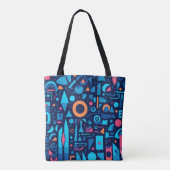 Een levendig abstract patroon geometrische vormen tote bag (Achterkant)