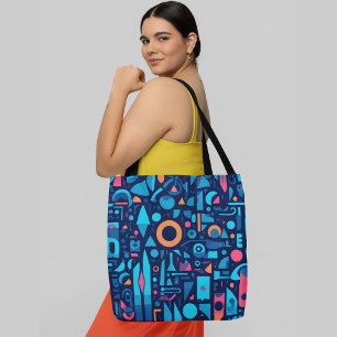 Een levendig abstract patroon geometrische vormen tote bag