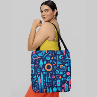 Een levendig abstract patroon geometrische vormen tote bag