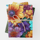 Een levendig assortiment bloemen inpakpapier vel (In situ)