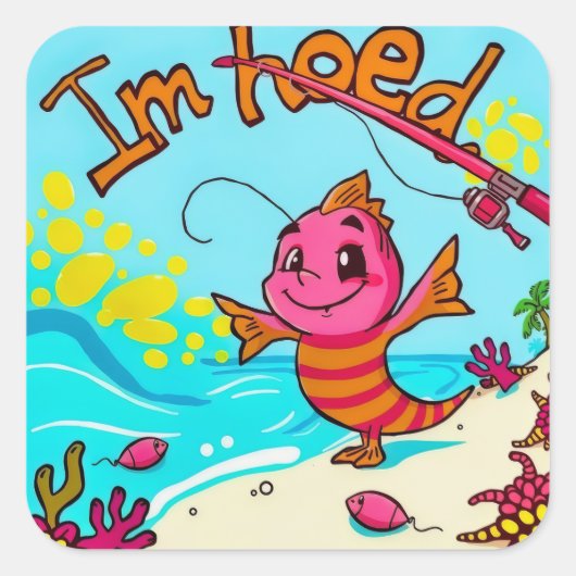 Een levendig avontuur aan de kust vierkante sticker (Voorkant)