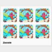 Een levendig avontuur aan de kust vierkante sticker (Vel)