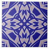 Een levendig blauw en grijs klassiek geometrisch p tegeltje (Voorkant)