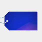 Een levendig blauwe cadeaubijlage met een glanzend cadeaulabel (Achterkant Horizontaal)