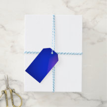 Een levendig blauwe cadeaubijlage met een glanzend