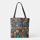 Een levendig en abstract geometrisch patroon tote bag (Achterkant)
