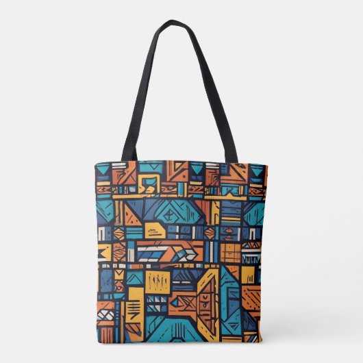 Een levendig en abstract geometrisch patroon tote bag (Achterkant)