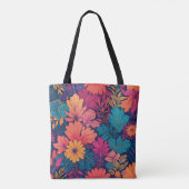 Een levendig en kleurrijk bloemmotief tote bag (Achterkant)